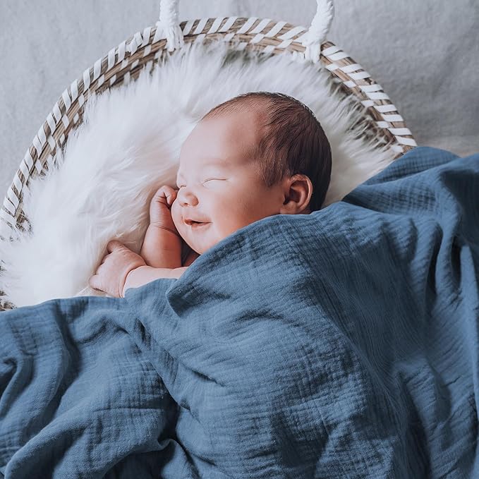 GLLQUEN BABY Muslin Swaddle Blankets, 2-Pack Neutral Receiving Blanket Swaddling for Newborn Boys and Girls, Breathable Swaddle Wrap for Infant, Baby Essentials, Registry & Gift, 40 x 38 inches