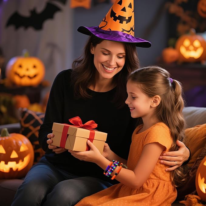 Redtwo 3000 Pcs Halloween Clay Beads for Bracelet Making Kit, Halloween Decorations Charms Jewelry Making, DIY Crafts for Gifts Party Favors