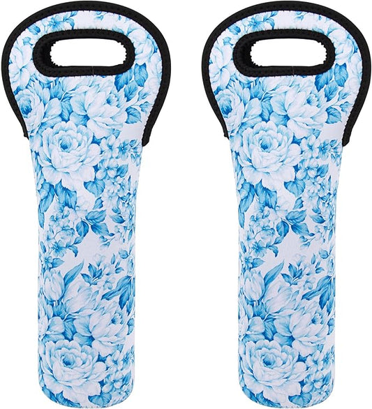 Wine Bag, Wine Carrier Tote Bag, Wine Bottle Protector, Insulated Neoprene Hand Bag, Wine Bags for Wine Bottles Gifts, Wine Bottle Holder for Travel with Secure Carry Handle (2 Pack)