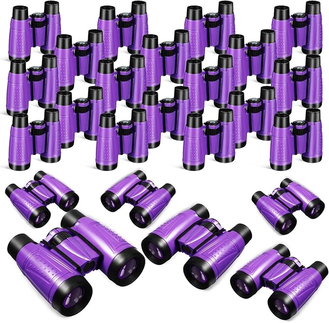 Libima 24 Pcs Binoculars for Kids Educational Compact Kids Binoculars with Neck String Toddler Telescope for Boys Girls Learning Bird Watching Camping Hiking Travel Safaris Birthday Gifts(Purple)