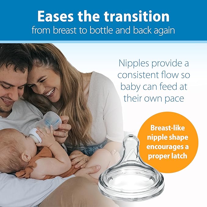 Dr. Brown's Natural Flow Anti-Colic Options+ Wide-Neck Baby Bottles 9 oz/270 mL,with Level 1 Slow Flow Nipple,4 Count,0m+