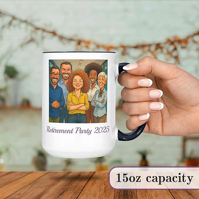 Personalized Coffee Mug, Custom Photo Caricature Gift, Funny Customized Coffee Gift for Men & Women, Custom Mugs with Pictures, Black 15oz Father's Day Mug