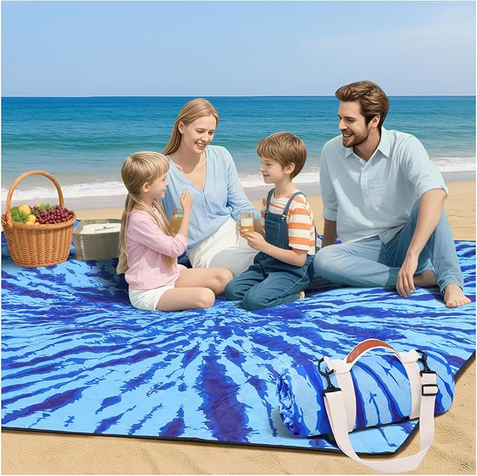Genovega Waterproof Sandproof Beach Blanket Picnic Outdoor Mat Extra Large Foldable Sand Free Big Giand XL Car Essential Roadtrip Gadget Rv Accessories Gear Must Haves Hiking Items Necessities
