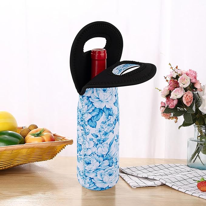 Wine Bag, Wine Carrier Tote Bag, Wine Bottle Protector, Insulated Neoprene Hand Bag, Wine Bags for Wine Bottles Gifts, Wine Bottle Holder for Travel with Secure Carry Handle (2 Pack)