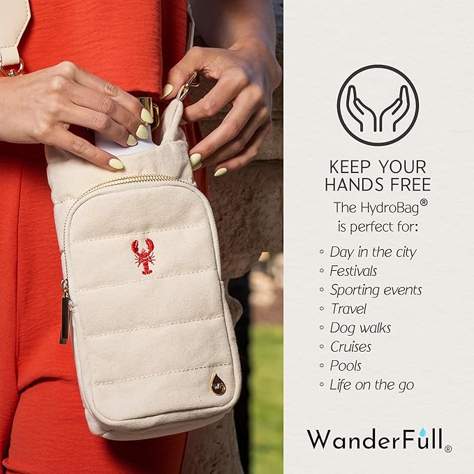 WanderFull® Original HydroBag® Collection, Water Bottle Holder w/Strap & Phone Pocket, Hands-Free Crossbody Water Bottle Bag