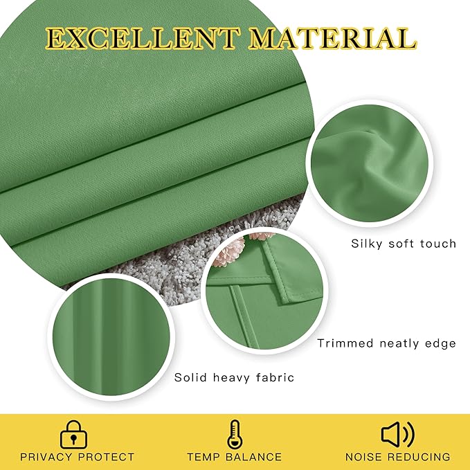 NICETOWN Room Darkening Grommet Curtain Panels - Living Room Curtains Thermal Insulated Window Treatments Privacy Draperies for Patio (W80 x L108, Forest Green, 1 Pair)