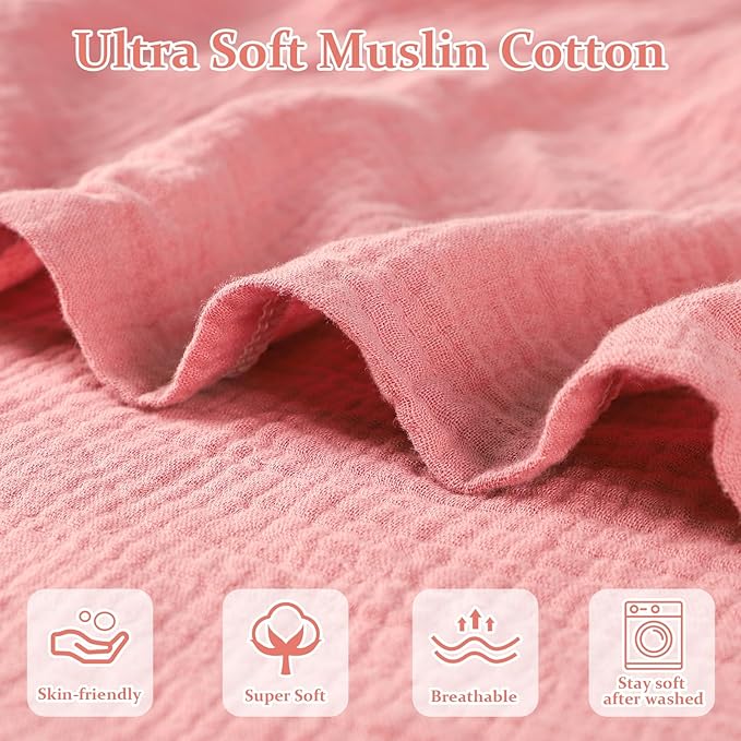 Hooyax Muslin Baby Lounger Cover Soft Organic Cotton Slipcover Fits Newborn Lounger for Baby Boys and Girls (Flesh Pink)