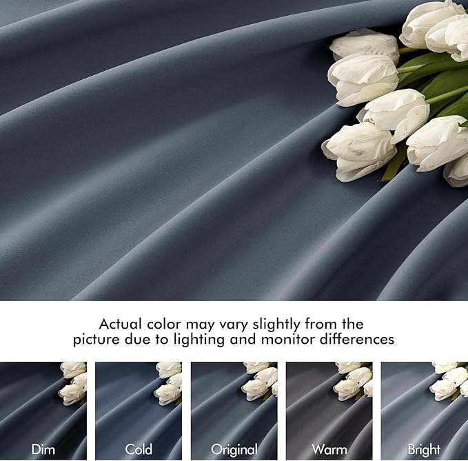 MIULEE Stone Blue Back Tab Blackout Curtains 108 Inch Long 2 Panels Set for Bedroom, Rod Pocket/Pinch Pleat Extra Long Thermal Insulated Living Room Darkening Pleated Light Blocking Drapes