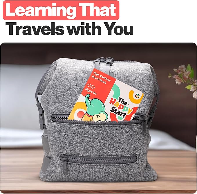 Happy Start Award-Winning High Contrast Board Book - Newborn Black & White Baby Cards, Easy to Clean, Hospital Approved, Stands on Its Own, Tummy Time Toy, Ages 0+ (English - Pack of 3)