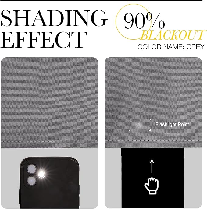 NICETOWN Blackout Short Kitchen Window Curtains for Bedroom - Window Treatment Thermal Insulated Solid Grommet Blackout Drapes for Living Room (Set of 2 Panels, 52 by 45 Inch, Grey)