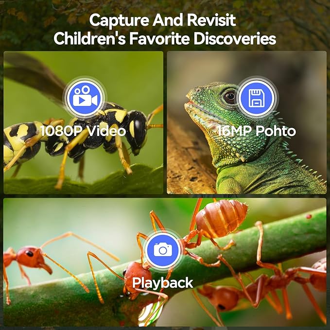 TOMLOV P30 Microscope for Kids, Portable 1000X 2'' LCD Digital Microscope for Slides, HD Camera & Video, Pocket Magnifying Glass with Light, Handheld Magnifier for Home Science Education, Mini Scope