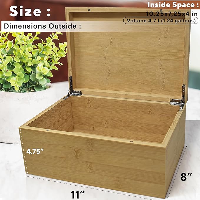 Personalized American Flag Gift Box - Engraved Memory Box, 5 Year Anniversary Wedding Gift for Men, Boyfriend, Bamboo Wood Decorative Chest, Keepsake Boxes with Custom Hidden Message, 11x8x4.75 in