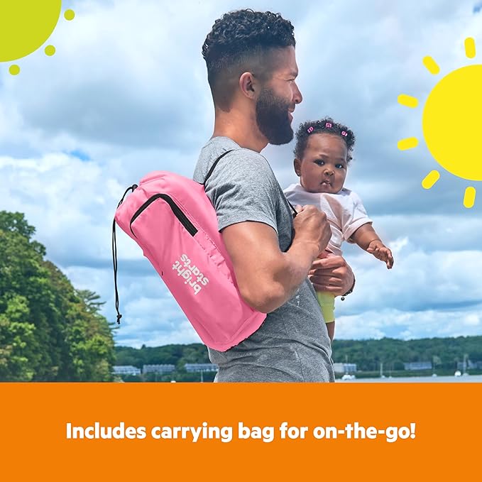 Bright Starts Pop 'N Sit Portable Booster, Indoor/Outdoor Use, Floor Seat with Feeding Tray, Pink, 6 Mos - 3 Yrs