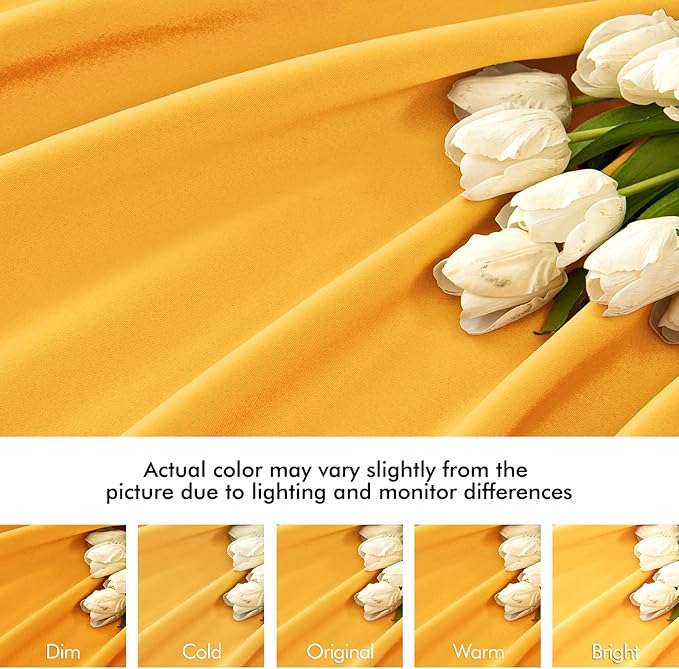 MIULEE Yellow Back Tab Blackout Curtains 63 Inch Length 2 Panels Set for Living Room Bedroom Privacy, Rod Pocket/Pinch Pleat Thermal Insulated Room Darkening Pleated Light Blocking Drapes