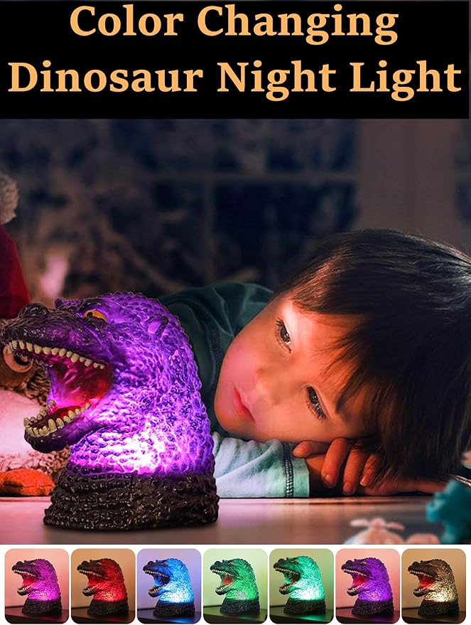 WLHONG Dinosaur Monster Night Light for Kid, Cute Color Changing Silicone Baby Night Light with Touch Sensor, Portable Rechargeable LED Bedside Nursery Lamp for Toddlers Room, Monster Gift Boys Girls