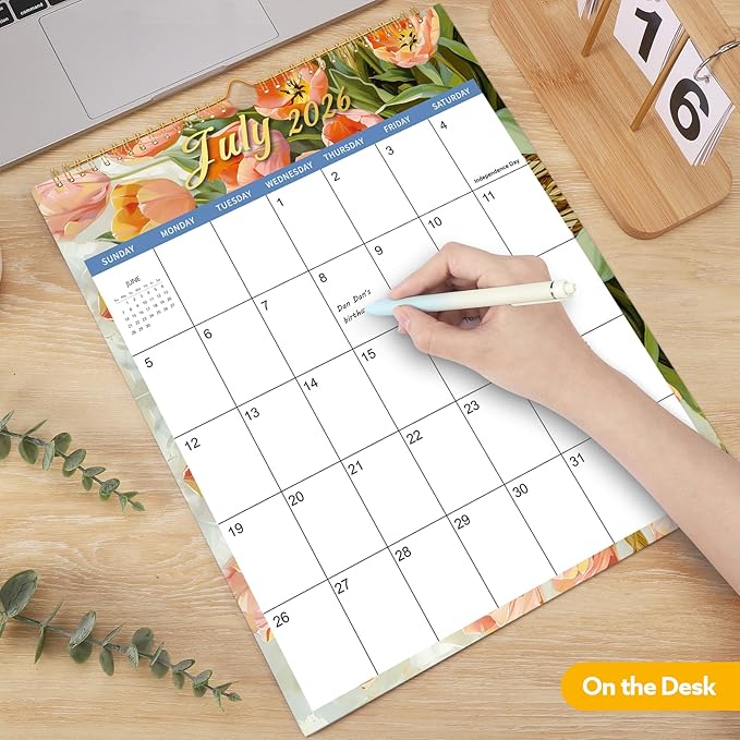 Wall Calendar 2026-2027, 18 Month Calendar from January 2026 to June 2027 14.5" x 11.8" Large Desk Calendar with Twin-Wire Binding for Home Office Planning Personal Organisers, Oil Painting Style