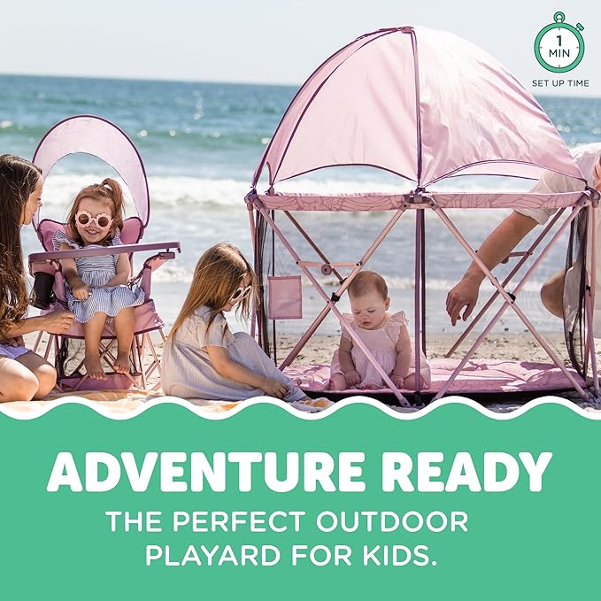 Baby Delight Go with Me Eclipse Deluxe Portable Playard | Playpen | Sun Canopy | Indoor and Outdoor | Ultra Padded Nylon Floor | Canyon Rose