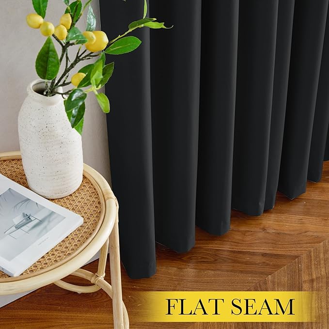 NICETOWN Full Blackout Curtains 96 inch Long for Home Theater, Grommet Energy Saving Room Darkening Window Treatment Thermal Curtains Portable Sun Shades for Living Room, W52 x L96, 2 Panels