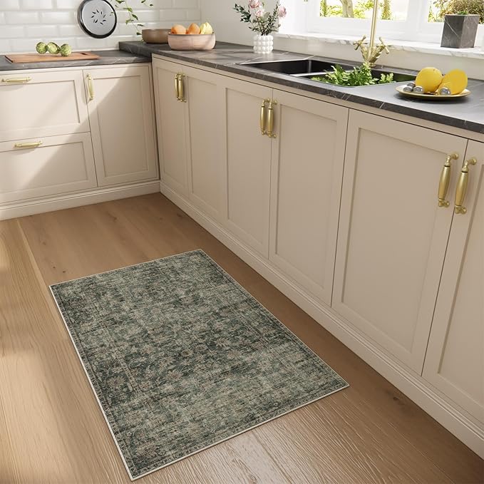 Machine Washable Throw Rugs for Entryway: Door Mat Indoor Entrance 2x3 Rug Boho Small Area Rug Non-Slip Low Pile Kitchen Rug for Front Door Indoor Entrance Entry Kids Room