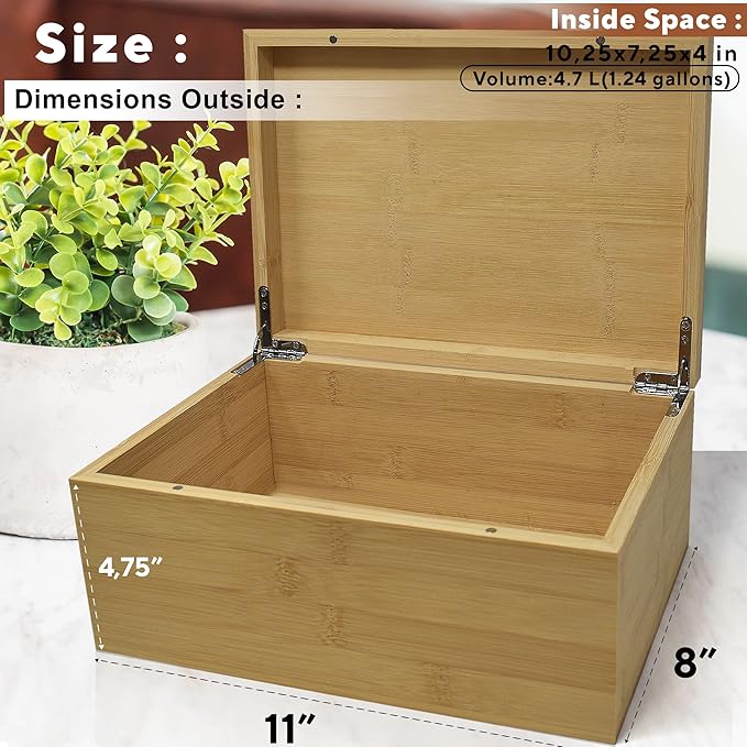 Travel Keepsake Box - Personalized Travel Couple Gift, Bamboo Wood Chest Trunk for Couples, Our Adventure Memory Box, Keepsake Storage for Tickets, Custom Valentine's Gifts, 11 x 8 x 4.75 in