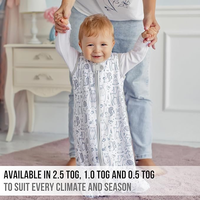 Mama Cheetah Baby Sleep Sack 2.5 TOG, Winter Baby Sleeping Bag with 2-Way Zipper, Organic Cotton Swaddle Transition Wearable Blanket for Boy Girl Infant Toddler, 12-18 Months, 1-Pack