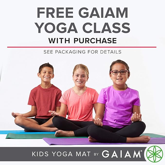 Gaiam Kids Yoga Mat Exercise Mat, Yoga for Kids with Fun Prints - Playtime for Babies, Active & Calm Toddlers and Young Children (60" L x 24" W x 3mm Thick)