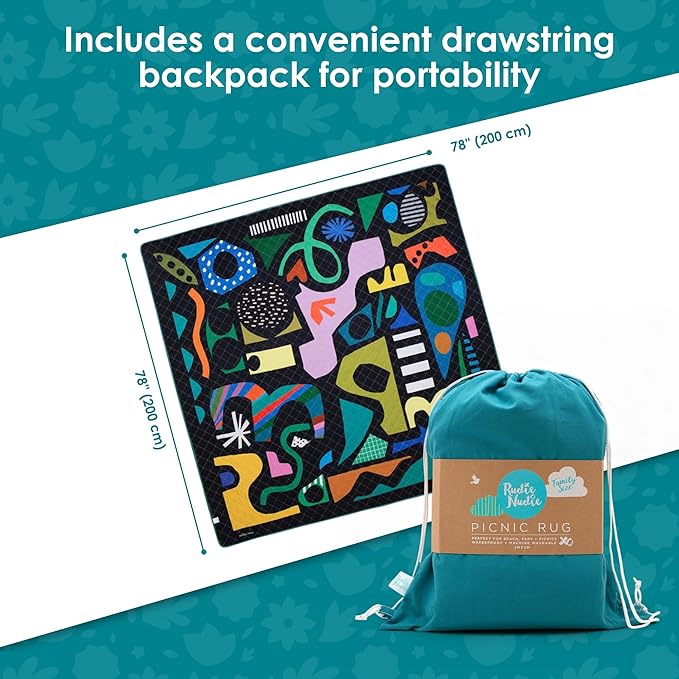 Jumbo Picnic Rug, Large Picnic Mat, 6'7" x 6'7", Outdoor Waterproof Picnic Blanket Beach Mat, Foldable & Waterproof, Picnic Blankets Ideal for Beach & Park, Outdoor Blanket, Rock Candy