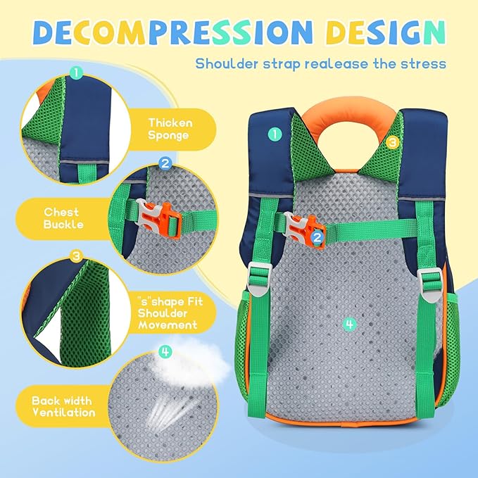 SUN EIGHT Kids Backpack with Plush Toy – Cute & Durable School Bag for Toddlers and Kindergarten