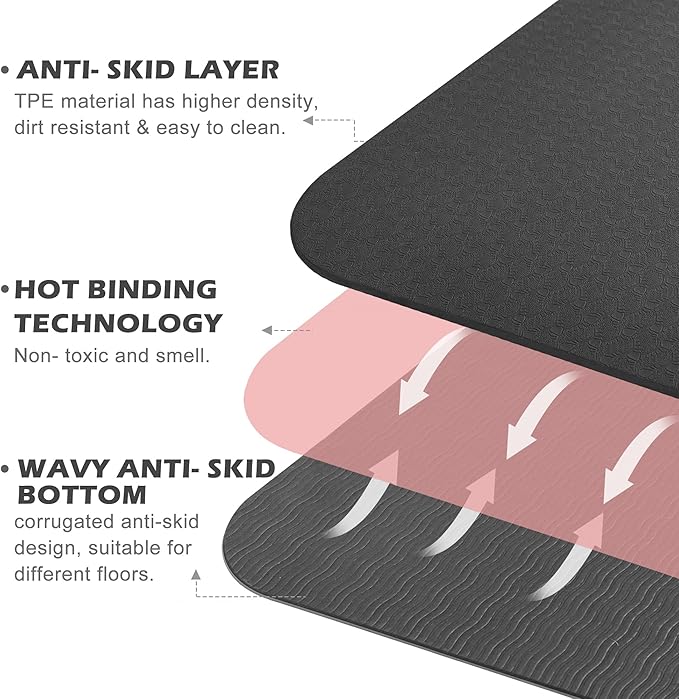 UMINEUX Yoga Mat Extra Thick 1/3'' & 2/5" Non Slip Yoga Mats for Women Eco Friendly TPE Fitness Exercise Mat with Carrying Sling & Storage Bag