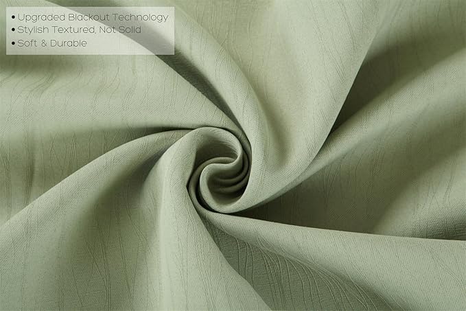 MIUCO Room Darkening Textured Grommet Thermal Insulated Blackout Curtains for Bedroom Set of 2 52x95 Inch Sage