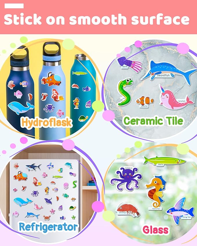 Benresive Reusable Sticker Books for Kids 2-4, Sticker Books for Toddlers 1-3 2-4, Toddler Travel Toys Activities Crafts Gifts - Ocean