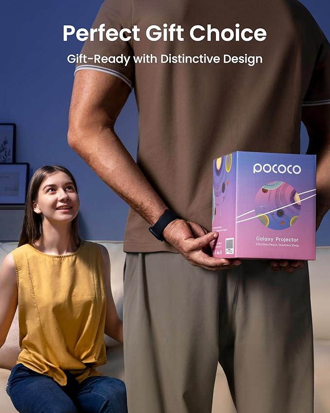 POCOCO Galaxy Star Projector for Bedroom with Replaceable Optical Film Discs, Home Planetarium Night Light Projector with High-Definition Soft Light for Relax, Study, and Meditate, Stress Relief Gifts