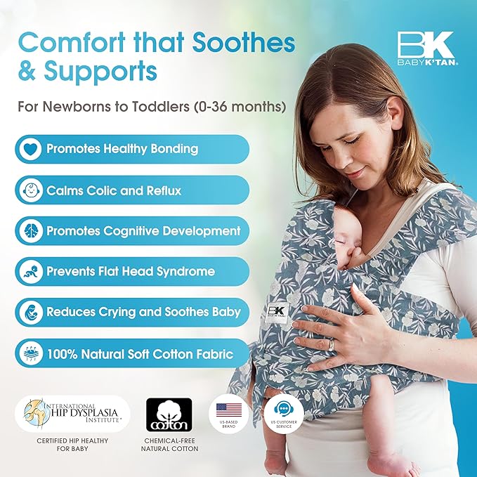 Small-Petite Original Baby K'tan Baby Carrier: #1 Easy Pre-Wrapped, Soft, Slip-On, No Rings, No Buckles | 5 in 1 Baby Sling Gift | Infant Wrap for Newborn to Toddler up to 35lb Women 2-4, Men up to 36