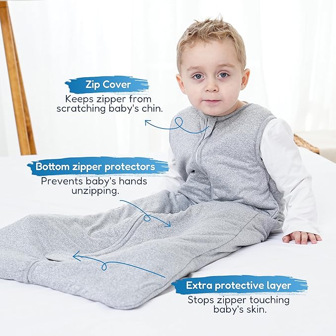 TotAha Toddler Sleep Sack 1.0 TOG for 2T-3T-4T, Soft Wearable Blanket Baby Sleep Bag with 2-Way Safe Zippers,Fluffy Extra Large Sleeping Sacks, Grey