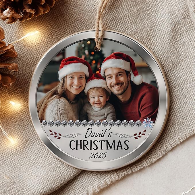 Personalized Baby’s First Christmas Photo Christmas Ornament 2025 - My First Holiday Keepsake - Custom Newborn Ornament - Sweet Gift for New Parents Mom Dad - Baby Holiday Memory Decoration