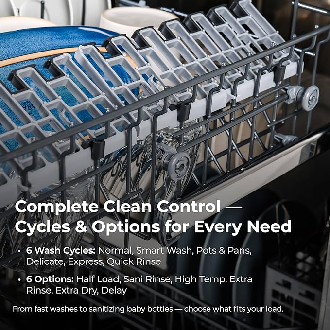 Kenmore 24" Built-in Stainless Steel Tub Dishwasher EasyFlex 3rd, SmartWash, UltraWash Plus, TurboDry, and MoreSpace Adjustable Rack, Energy Star Certified, White