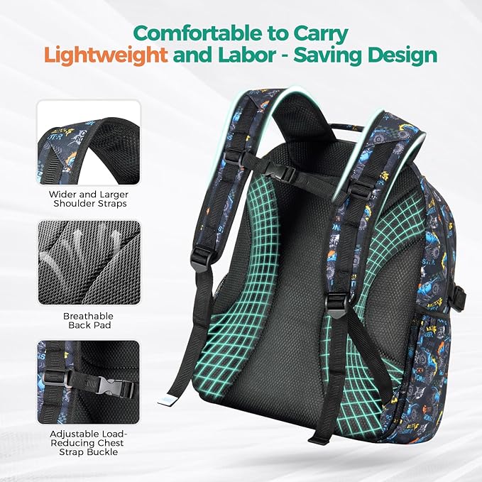 Choco Mocha Balls Backpack for Boys, Elementary School Backpack for Boys Ages 6-8 Kids Kindergarten Backpack Bookbag 17 Inch with Chest Strap, Blue