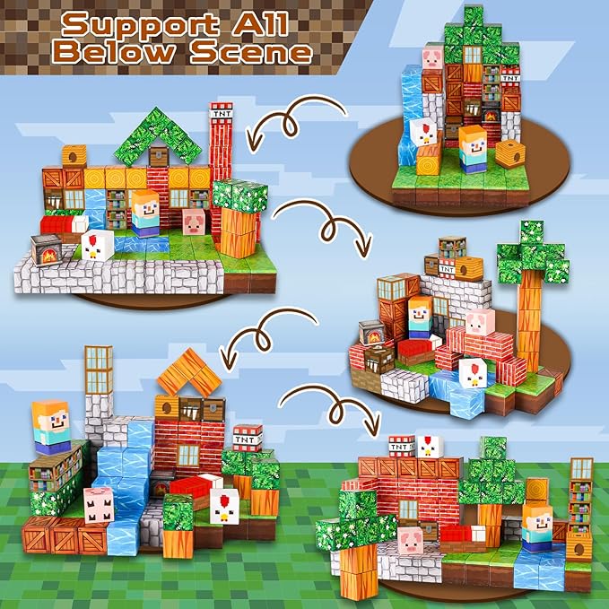 Goody King Magnetic Blocks |100PCS Magnetic Building Cube Game, Constructions Toys for Boys & Girls Age 3-4, 5 6 7 8 9 10, STEM Montessori Stacking Toy, Sensory Tiles Building Birthday for Toddlers