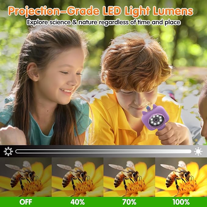 Microscope for Kids - Mini Pocket Kid's Microscope Handheld, 2.4" - 600X FHD Digital Microscope Educational Science Toys, Outdoor Toys for Kids Ages 4-8 8-12, Boys & Girls Christmas Birthday Gifts