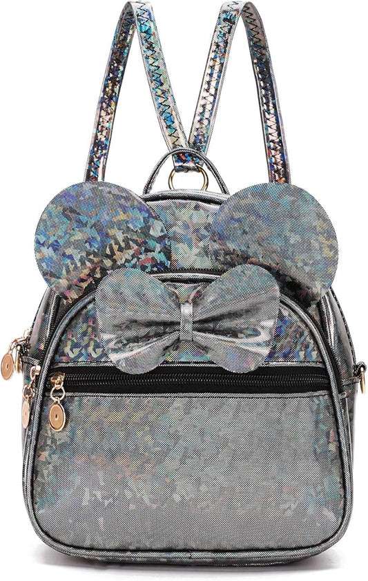 KL928 Girls Bowknot Polka Dot Cute Mini Backpack Small Daypacks Convertible Shoulder Bag Purse for Women