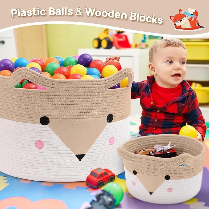 Large Baby Basket Toy Storage 3 Pack, (20"x13.8") Woven Baby Laundry Basket, Stuffed Animal Storage.