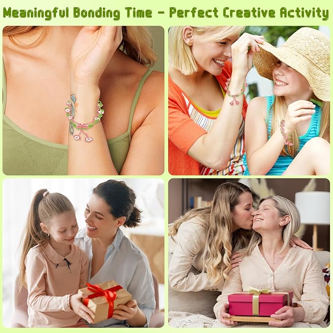 WaldyWop Crochet Kit for Beginners: 4 Flower Bracelets Knitting Kits for Adults Women w/Easy Yarn & Step-by-Step Video Tutorials - Wobbles Crochet Starter Kit for Kids Girls, Birthday Gift for Mom Kid