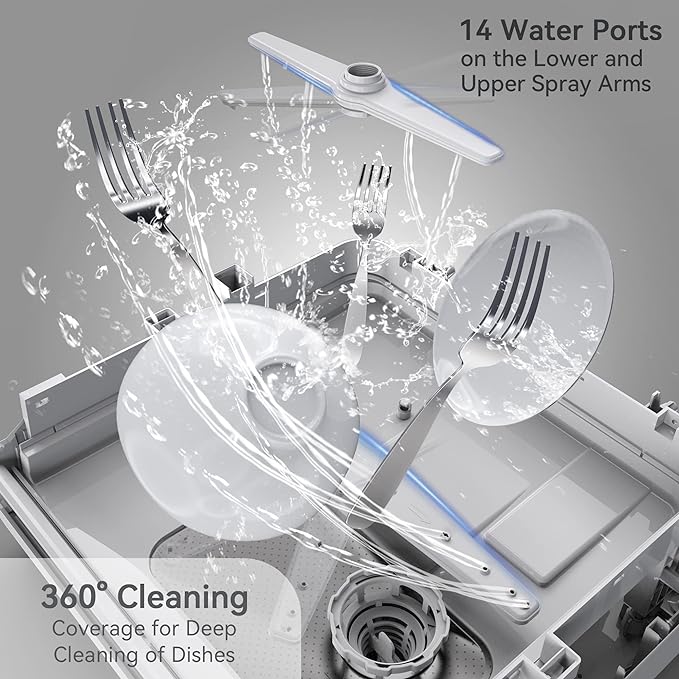 Hermitlux Countertop Dishwasher, 5 Washing Programs Portable Dishwasher With 5-Liter Built-in Water Tank, No Hookup Needed