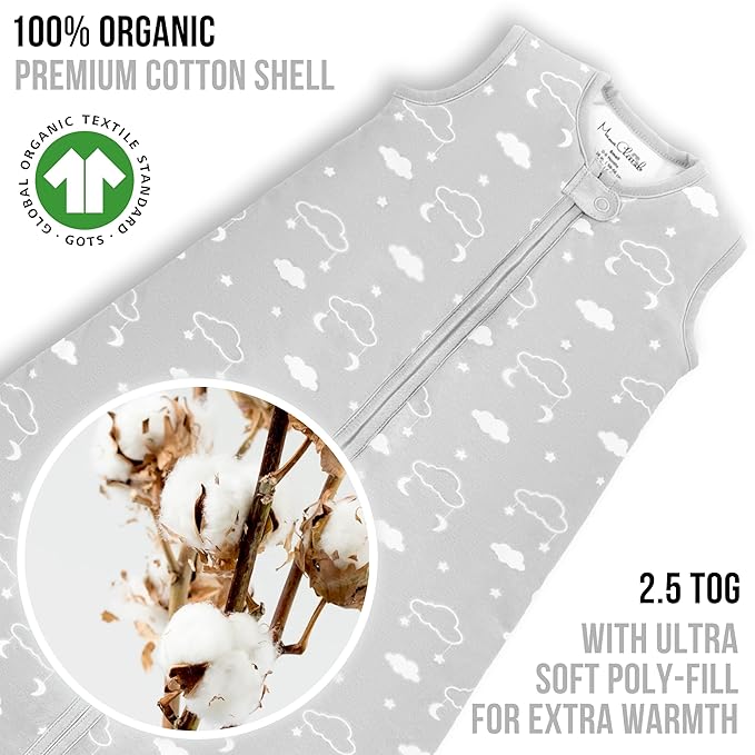 Mama Cheetah Baby Sleep Sack 2.5 TOG, Winter Baby Sleeping Bag with 2-Way Zipper, Organic Cotton Swaddle Transition Wearable Blanket for Boy Girl Infant Toddler, 18-24 Months, 1-Pack