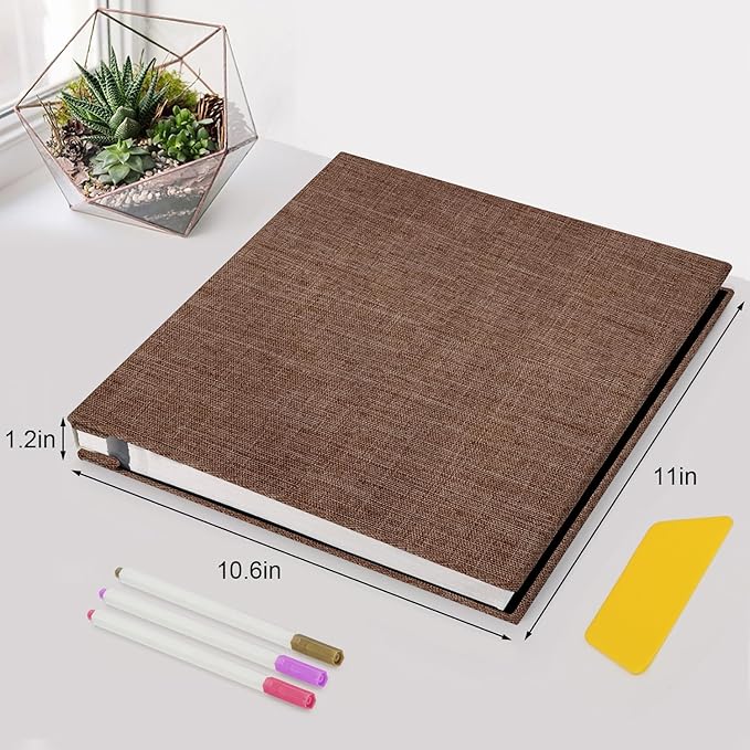 Zesthouse Photo Album Self Adhesive Pages, 60 Pages Magnetic Scrapbook Albums with Sticky Page,Photos Album Holds 8x10 & 5X7 & 4x6 & 6x8 & 3x5, Large Picture Book Ideal for Family,Wedding,Baby