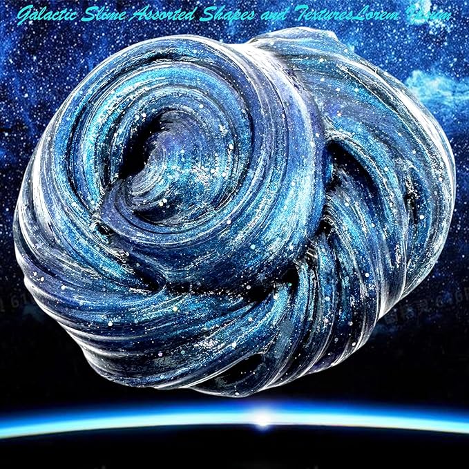 Galaxy Glitter Galaxy Slime Kit, Dark Blue Galaxy Slime of All Shapes and Textures, Spacecraft Charm Includes Slime Kit Party Gifts.