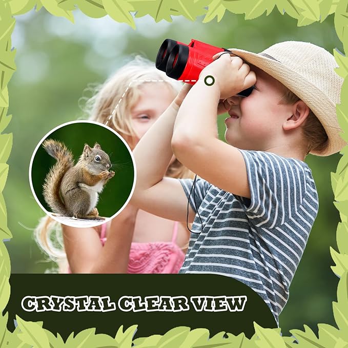 Libima 24 Pcs Binoculars for Kids Educational Compact Kids Binoculars with Neck String Toddler Telescope for Boys Girls Learning Bird Watching Camping Hiking Travel Safaris Birthday Gifts(Red)