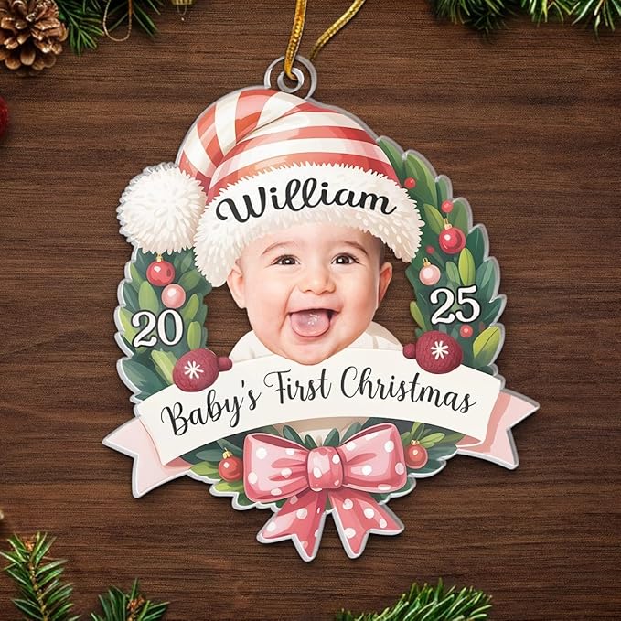 Pawfect House Custom Photo Acrylic Ornament, Personalized Christmas Baby Shower, Gender Reveal Gifts for New Moms, New Dads, New Parents, First Time Mom Gifts, Family Christmas Ornaments 2025