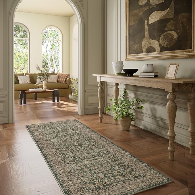 Machine Washable Hallway Runner Rugs: 2'x6' Kitchen Rug Stain Resistant Non Slip Low Pile Soft Carpet Runners for Hallways Indoor Entryway Kitchen Laundry Room Bedroom Bathroom Farmhouse