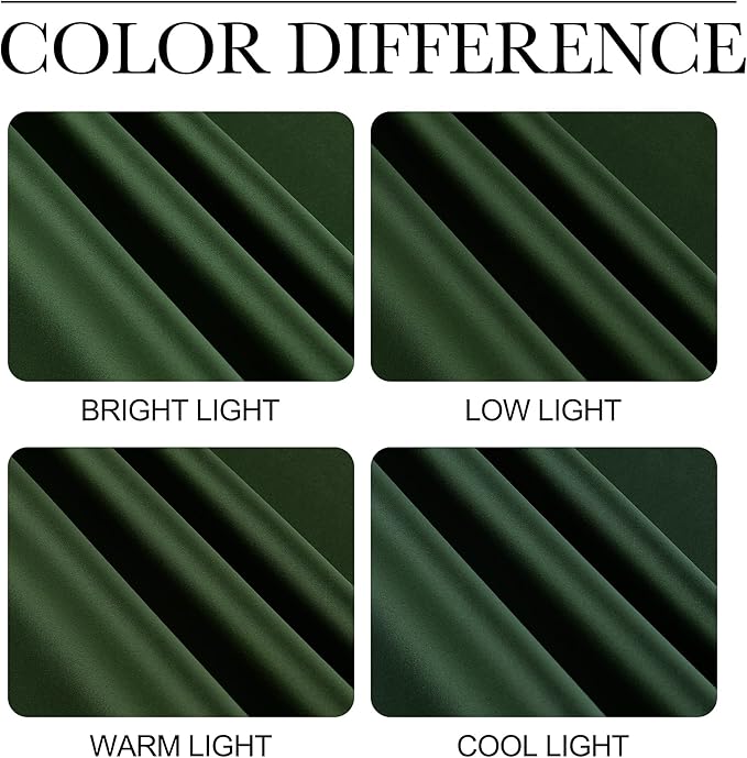 NICETOWN Dark Green Curtains for Bedroom, Grommet Blackout Window Treatments Faux Silk Room Darkening Thermal Window Treatments for Kids Room, 2 Panels, W52 x L63